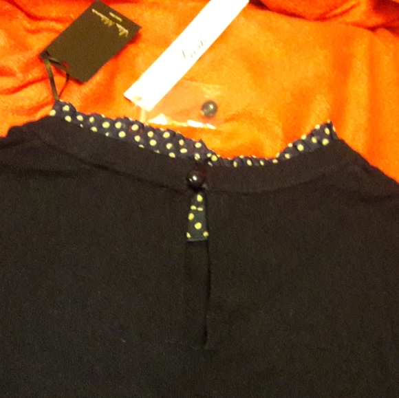 VILA MILANO  HIGH NECK RUFFLES NAVY  SWEATER SZ M NWT - Picture 3 of 9